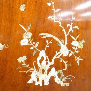 螺鈿細工 花梨 ガラス コーナー キャビネット  モノ市場半田店119の画像