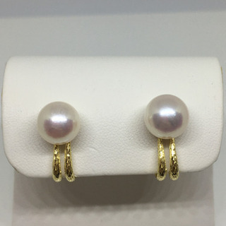 本真珠花珠イヤリング