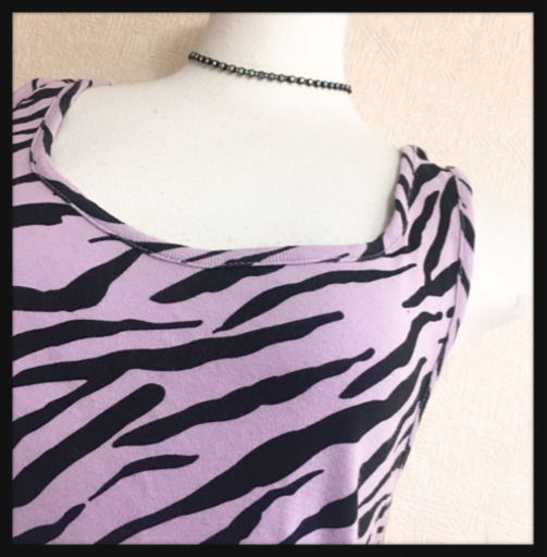 ご購入者様決定 ゼブラ柄 タンクトップ 紫 ヴァイオレット ノースリーブ インナー アニマル柄