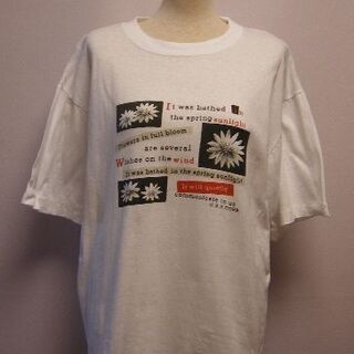 花　デイジー　プリント　半袖Tシャツ　フリー　中古USED