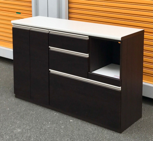 ニトリ　キッチンカウンター　天板付き　ダークブラウン ニトリ キッチンカウンター アルミナ2 ダークブラウン