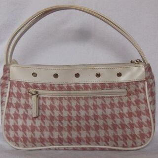ピンク　リボン　千鳥格子　ミニバッグ　ハンドバッグ　中古USEDの画像