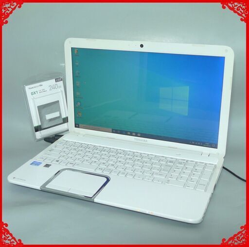 送料無料 新品SSD240GB ノートパソコン 中古良品 15.6型 東芝 T552/37GW 第2世代Core i3 4GB Blu-ray 無線 カメラ Windows10 LibreOffice