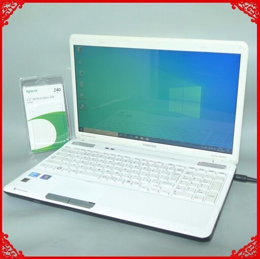 送料無料 新品SSD240GB ノートパソコン 中古動作良品 16型 東芝 TX/77MWHYD Core i5 4GB Blu-ray 無線 Windows10 テンキー Office ホワイト