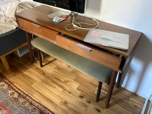 ミッドセンチュリー　ウォールナット調　コンソールデスク　机