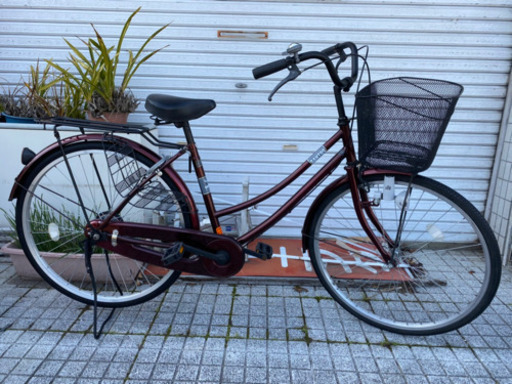 【中古自転車】美品❗️ライト、鍵新品❗️26インチ変速なし　若林自転車　唐崎　SALE中❗️ワインレッド