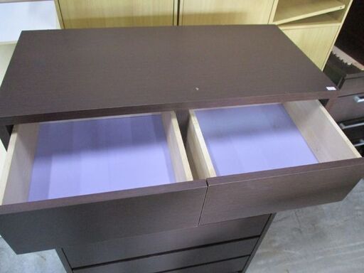 ◇6段チェスト 幅80×奥行40×高さ120cm ダークブラウン 木目調 タンス 衣類収納 箪笥 札幌市東区 新道東店