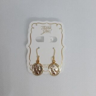 新品　16金　幸福のコインピアス　ゴールド　無料で巾着お付けします