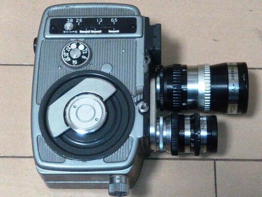 【昭和34年購入・可動品・インテリア・小道具】YASHICA ８T-2・TWINターレット2レンズ・ダブル8(レギュラー8)フィルムムービーカメラ一式、SEKONICムービーメーター付属