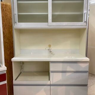 【今日、明日中の出品のみ】Pamounaホワイト食器棚 引き出し付き＋上置き収納 パモウナ PAMOUNA キッチンボード 食器棚 ホワイト