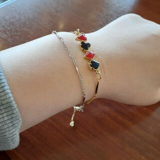 新品　こなれ感満載16金トランプブレスレット最高級鍍金のデザインチェーン使用の画像