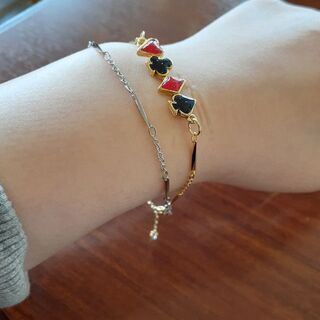 新品　こなれ感満載16金トランプブレスレット最高級鍍金のデザイン...