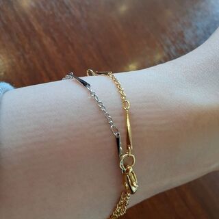 新品　こなれ感満載16金トランプブレスレット最高級鍍金のデザインチェーン使用の画像