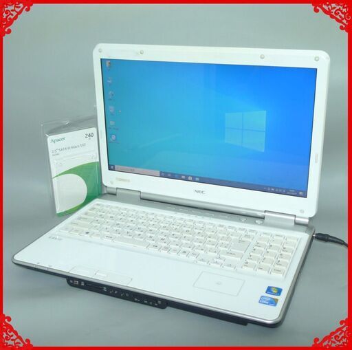 送料無料 ホワイト 新品SSD240GB ノートパソコン 中古良品 15.6型 NEC LL750CS6W Core i5 4GB BD-RE 無線 テンキー Windows10 LibreOffice