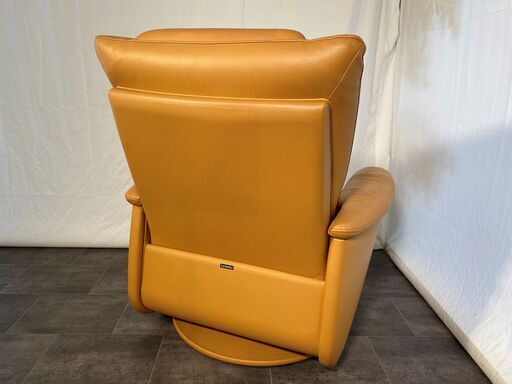 karimoku カリモク ソファ リクライニングソファ オットマン付き オレンジ 中古品
