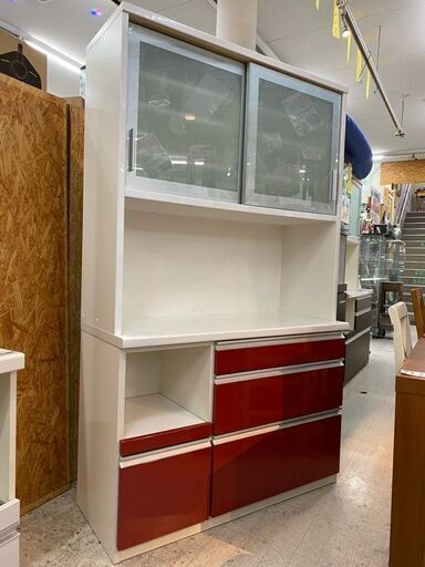 【愛品館 江戸川店】松田家具　キッチンボード　食器棚　ID:151-006918-007　配送可　代引き配送可（代引きの場合は現金のみのお取り扱になります）
