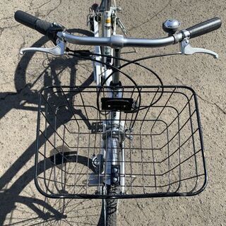 自転車 27インチ 6段変速 鍵 ライト 付き ホワイト系 シティサイクル