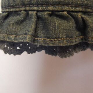 【L'EST ROSE】レストローズ　ノーカラー デニムジャケット　レースフリル　レースアップ　編み上げ　清楚 　中古USEDの画像
