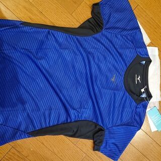 【未開封】　スポーツウェア（ミズノ）　Ｔシャツ（ブルー✕ブラック）Ｌサイズの画像