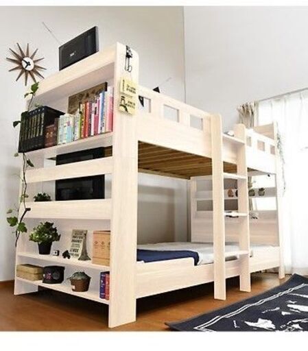 2段ベッド売ります（シングルベッド２つに分離可能）電源、ライト付、白色