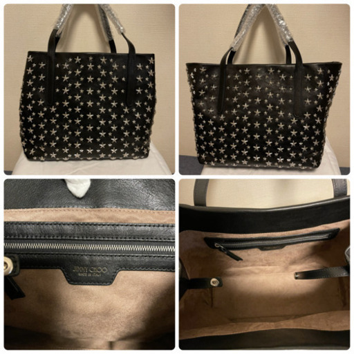新品☆JIMMY CHOO　ジミーチュウ☆黒×シルバースタースタッズトートバッグ