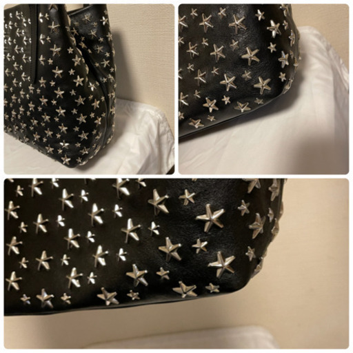 新品☆JIMMY CHOO　ジミーチュウ☆黒×シルバースタースタッズトートバッグ