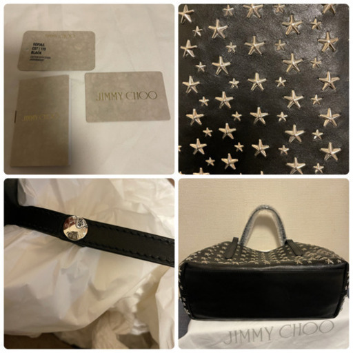 新品☆JIMMY CHOO　ジミーチュウ☆黒×シルバースタースタッズトートバッグ