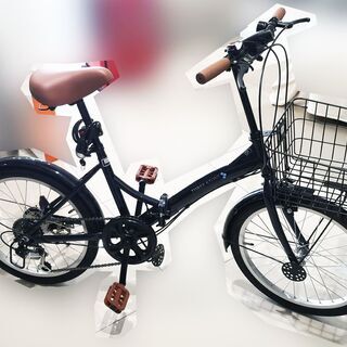 折りたたみ自転車 20インチ(シマノ6段変速機、前カゴ、LED前...