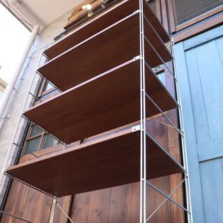 無印良品(MUJI)の人気のウォールナット材×ステンレス ユニットシェルフ