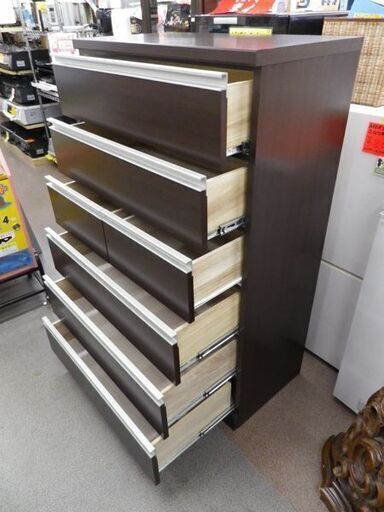 ハイチェスト タンス 衣類収納 W80×H128.5×D42cm ダークブラウン DBR 札幌市 西岡店
