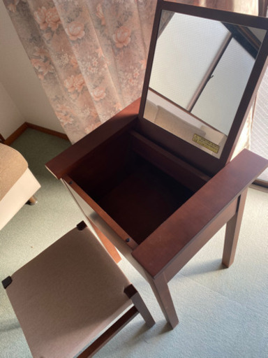 名古屋市千種区　無印良品　鏡台　廃盤品　ドレッサー　スツール　バーチ材　ブラウン