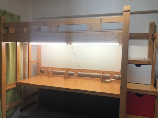 木製ロフトベッド&デスク　※引取限定