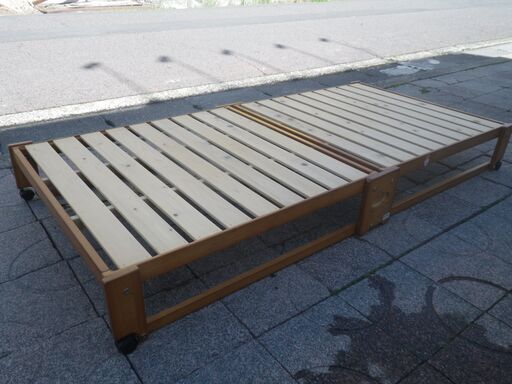 ■配達します■中居木工 木製 折り畳みベッド  シングルサイズ ロータイプ スノコ 専用マットレス付