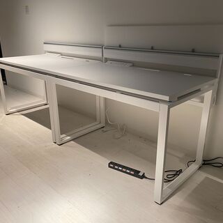 プレノデスクシステム 平机+引き出し+椅子セット！　ホワイト天板/ホワイト脚 幅1200×奥行700×高さ720mmの画像