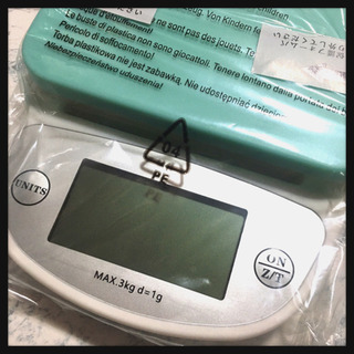 [未使用]デジタルはかりキッチンスケール水色 空色電池付き 測り...