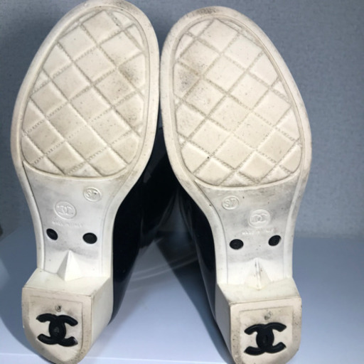 シャネル　CHANEL カメリア　レインブーツ　23.5cm