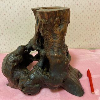 ★アンティーク・屋久杉?工芸品・高さ30㎝×横35㎝・天然木の一...