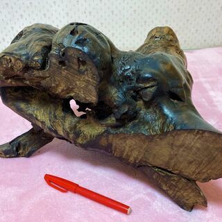 ☆アンティーク・屋久杉?工芸品・高さ30㎝×横35㎝・天然木の一輪挿し