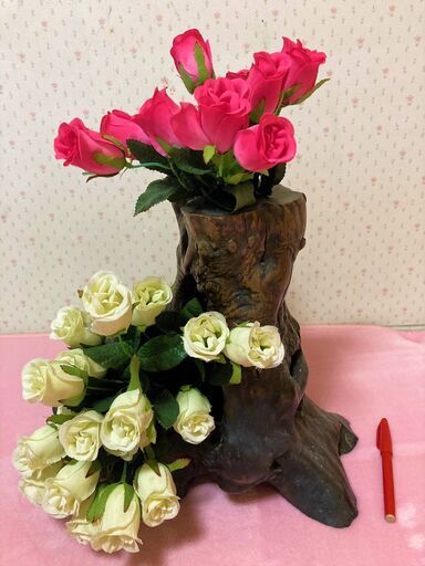 ★アンティーク・屋久杉?工芸品・高さ30㎝×横35㎝・天然木の一輪挿し・花器・オブジェ★