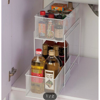 【取引中】キッチン収納　スライドバスケットラック2段　ニトリの画像