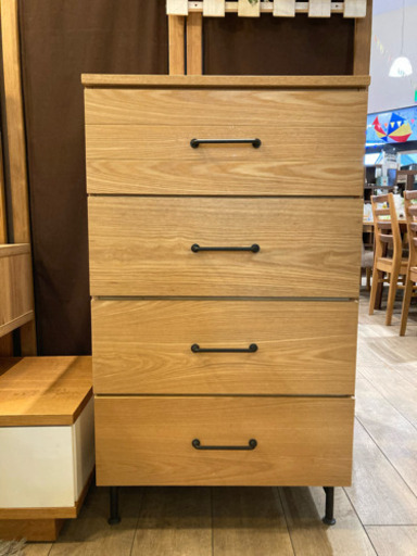 中古  ウッド×アイアン 4段チェスト