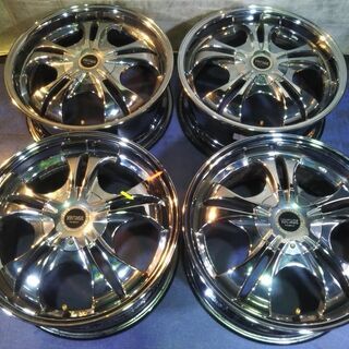 ☆メッキ 系 17インチ☆ ビンテージ PCD100【富山】PCD114.3 フィット FIT アクア ヴィッツ フィールダー マーチ ウイングロード 中古4本の画像