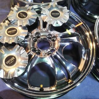 ☆メッキ 系 17インチ☆ ビンテージ PCD100【富山】PCD114.3 フィット FIT アクア ヴィッツ フィールダー マーチ ウイングロード 中古4本の画像
