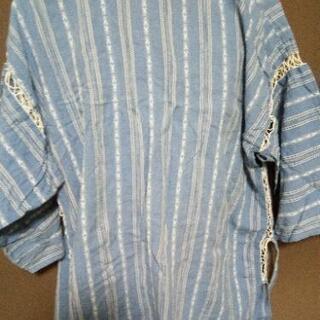 激安❗美品❗甚平上下セット❢綺麗なブルー色Mの画像