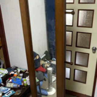 回転式スタンドミラー ハンガーラック付き【値下げ】