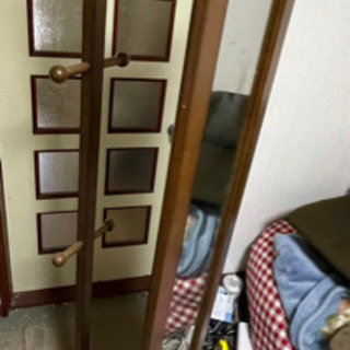 回転式スタンドミラー ハンガーラック付き【値下げ】の画像