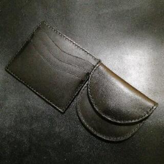 【ハンドメイド】黒ヌメ革のカードケースとコインケース