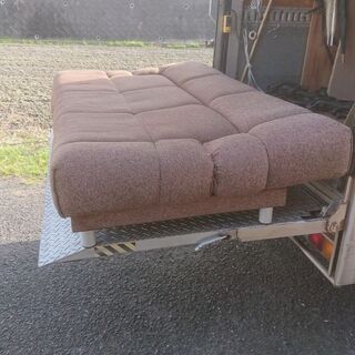 難あり　ソファ　 ソファベット　布張り　サイズ約長さ1850奥行き1100cmの画像
