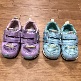 15.5cm EEE ムーンスター スニーカー 2足セット 難あ...