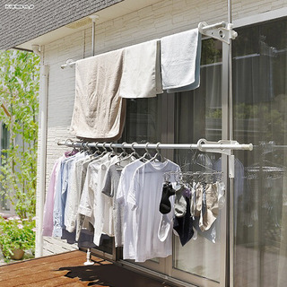 洗濯物干し つっぱり収納 アイリスオーヤマ ステンレス ベランダ